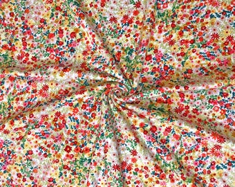 Ivory Wildflower Confetti DTY Brushed Knit Fabric by the Yard