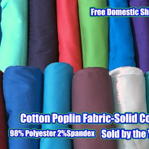 Cotton Poplin Fabric| Solid Colors Collection |Sold by the Yard| Woven Fabric