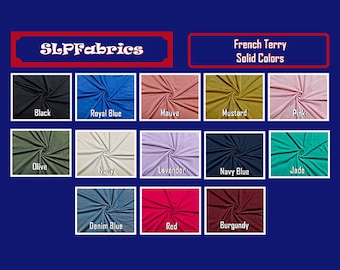 Solid Colors Rayon/Poly/Spandex French Terry Knit Fabric by the Yard