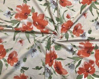 Warme vanille klaproos bloemen DTY geborsteld gebreide stof op maat gesneden