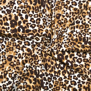 Brown Classic Leopard DTY Brushed Knit Fabric by the Yard