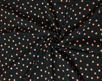 Black/Red Pin Dots Wool Peach Fabric by the Yard