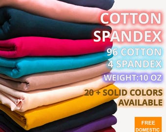 10 oz Cotton Spandex - Solid Colors Collection -By the Yard