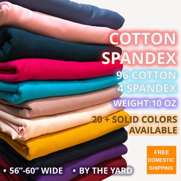 10 oz Cotton Spandex - Solid Colors Collection -By the Yard