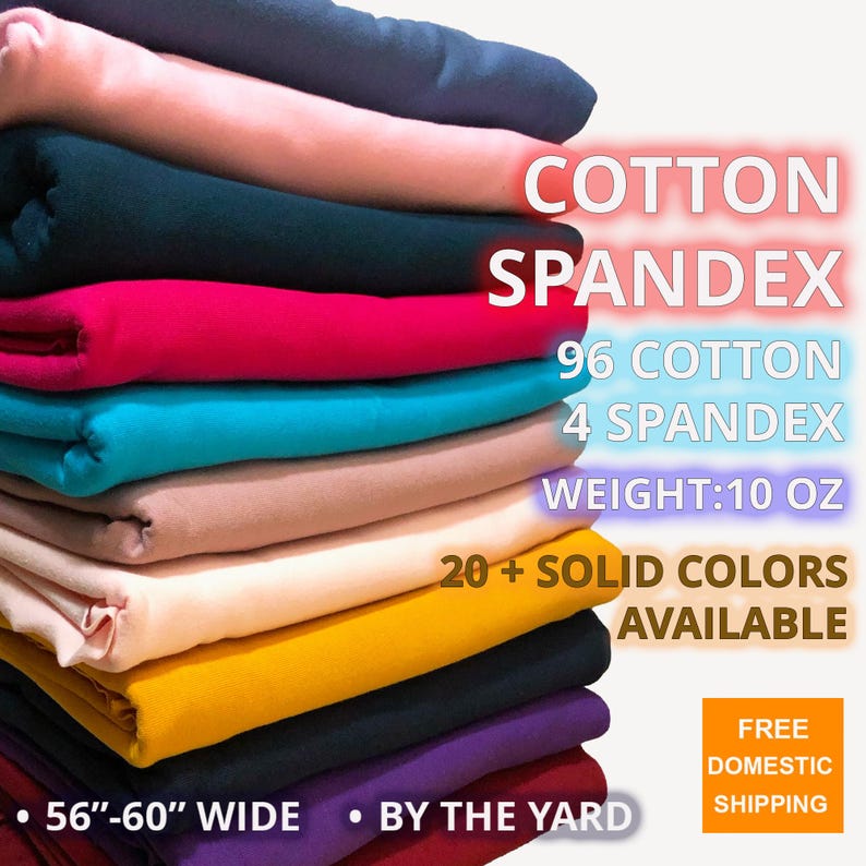 10 oz Cotton Spandex - Solid Colors Collection -By the Yard image 1