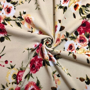 Tela estampada Liverpool - Rosas amarillas, rojas y naranjas - LVPR059 - Se vende cortada a medida - Tela para ropa