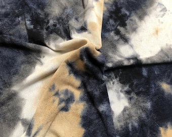 Hacci Sweater Knit Printed Fabric-Navy Blue Sand Tie Dye-HTDPR002-Sold by the Yard-Sweater Fabric