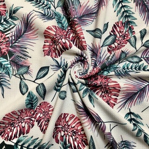 Bullet Printed Fabric-Ivory Green Red Palms-BPR2300-Sold by the Yard