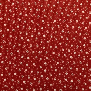 Brick White 1/4" Buttercup Flowers Print Fabric Rayon Spandex Rib 2X1 Print Fabric