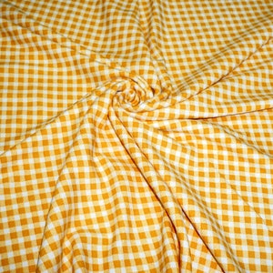 Mustard White Yellow Gingham Liverpool Print Fabric