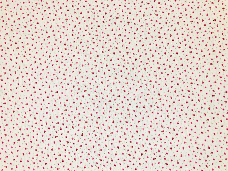 Rayon Crinkle Printed Fabric|White Red Mini Flowers |RCKPR02|Sold by the Yard