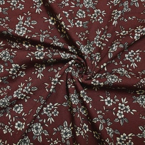 Tela estampada Liverpool Knit - Flores burdeos y topo - LVPR248 - Se vende cortada a medida - Tela para prendas de vestir