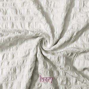 Crinkle Polyester Fabric-Ivory Solid Color-CKSD001-Sold by the Yard