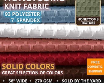 Solid Colors Honeycomb Jacquard Knit Fabric by the Yard