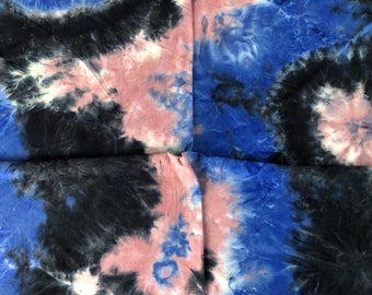 Blue/Pink/Black Galaxy Tie Dye DTY Brushed Knit Fabric by the Yard