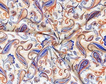Royal Rust Paisley Rayon Gauze Fabric by the Yard