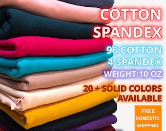 10 oz Cotton Spandex - Solid Colors Collection -By the Yard