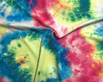 Pastel Pink/Blue/Lime Cloud Tie Dye Bullet Knit Fabric by the Yard