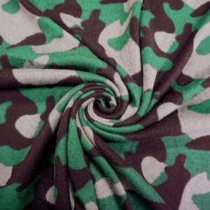 Hacci Sweater knit Printed Fabric-Green Brown Beige-HPR016-Sold by the Yard-Camouflage Print