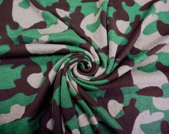 Hacci Sweater knit Printed Fabric-Green Brown Beige-HPR016-Sold by the Yard-Camouflage Print