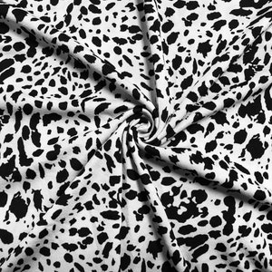 Liverpool Knit Printed Fabric-White Black Dalmata Spots-LVPR253-Sold by the Yard-Animal Print