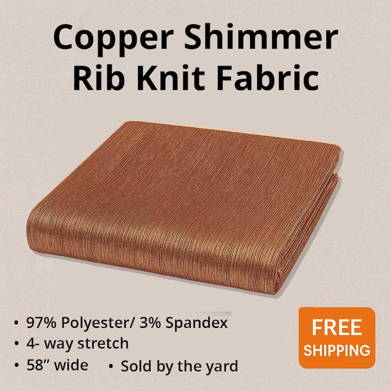Pro Rib Copper Color Copper Shimmer Mini-rib Knit Fabric by the Yard - Etsy