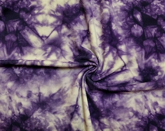 Purple/Ivory Cloud Tie Dye Bullet Knit Fabric by the Yard