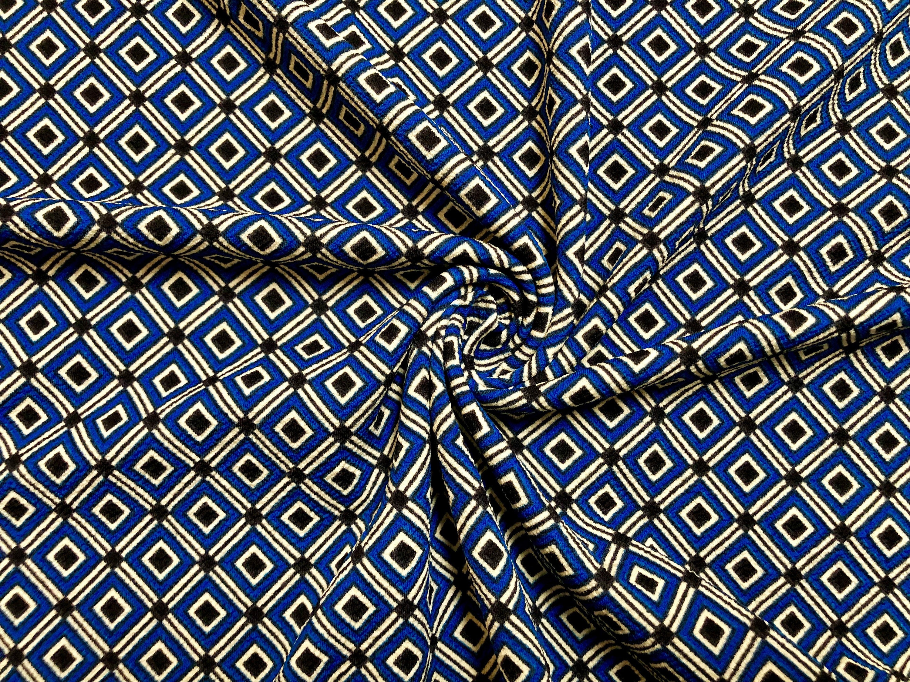 Blue covering fabric geometric jacquard texture seamless 20940