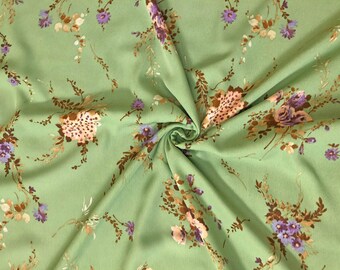 Sage Bouquet Floral Polyester Dobby Fabric by the Yard