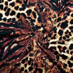 Hacci Sweater Knit Printed Fabric-Bronze Tiger-HPR022-Sold by the Yard-Animal Print