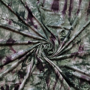 Green Brown White Splash Rayon Spandex Tie Dye Fabric