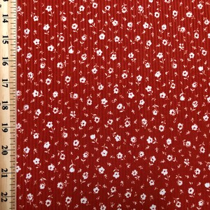 Brick White 1/4" Buttercup Flowers Print Fabric Rayon Spandex Rib 2X1 Print Fabric