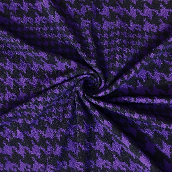 Eggplant & Black Houndstooth Liverpool Knit Fabric by the Yard