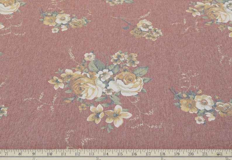 2 Way Stretch Muve Pink Rust Flowers Poly Rayon Fabric