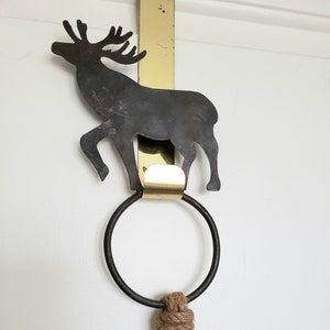 Metal Moose Door Hanger, Rustic Decor, Cow Bell, Bell Door Hanger, Farmhouse Decor, Wildlife Art, Hunting Gift