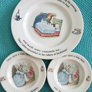 Wedgwood China, Beatrix Potter Design, Peter Rabbit Plates, Fine China, Nursery Rhymes, Vintage Plates