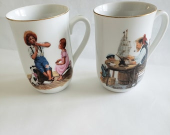 Norman Rockwell Mugs, Coffee Mugs, Music Gift, Ceramic Art, Kitchenware, Vintage Mugs, Collectibles