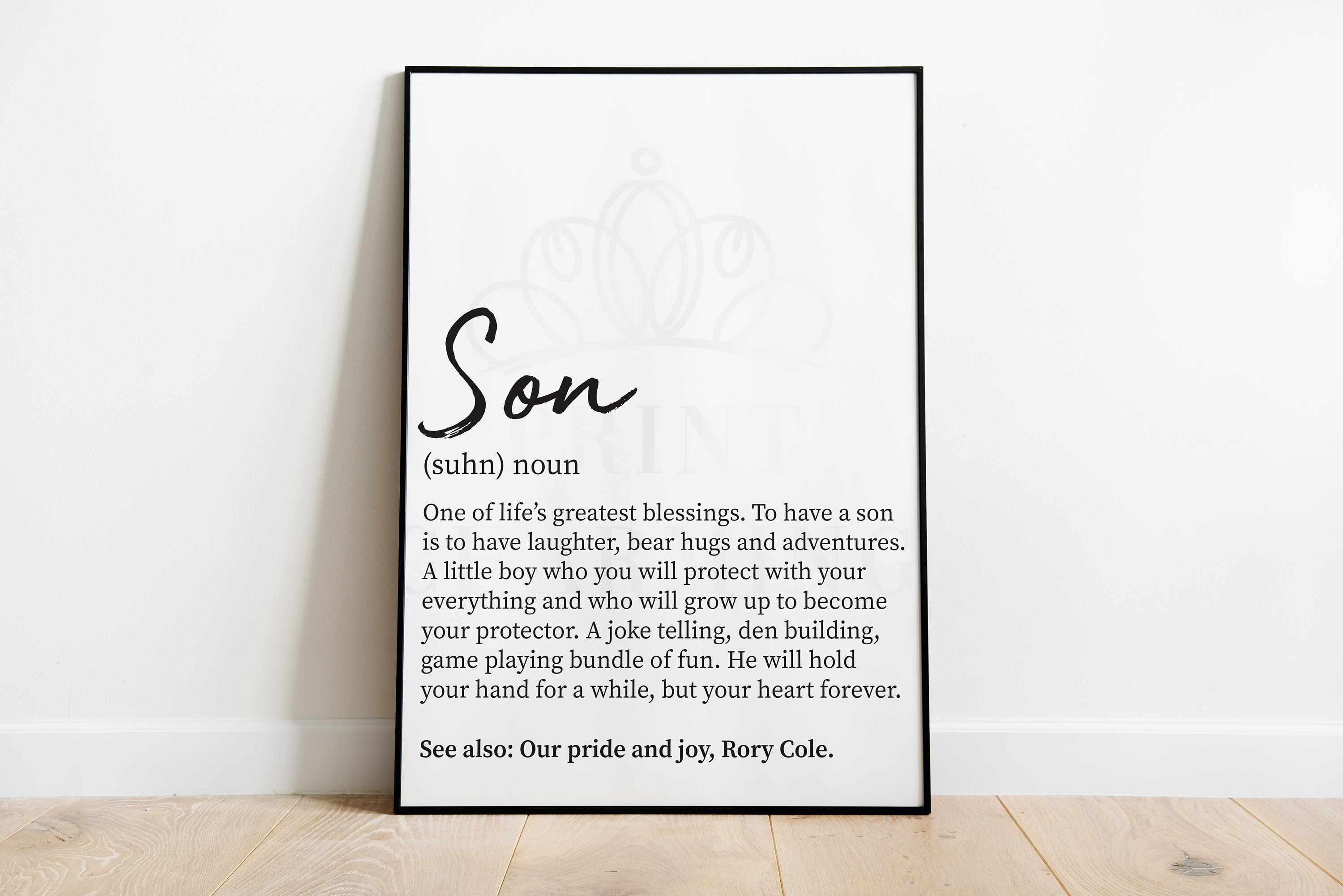 Son Definition Personalised Print Son Prints Gifts for Son Etsy