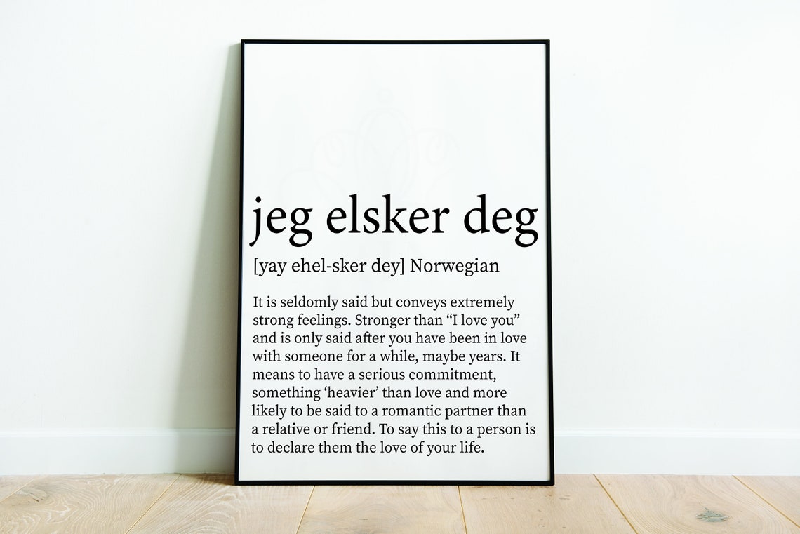 Jeg elsker deg Norwegian definition print hygge print Norway Etsy