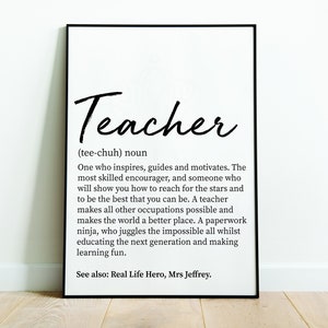 Teacher Definition Wall Art Print, Personalised Teacher Gift, End of Year Gift, Gifts for Teachers, Graduation Gift