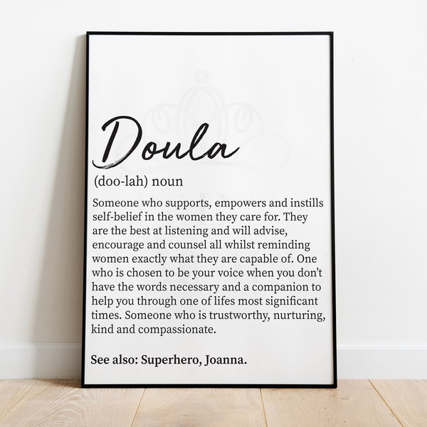 Doula Definition Print, Doula Gift, Present for Doula, Doula Quote, Personalised Print, Thank You Gift