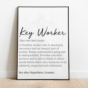 Key Worker Personalised Wall Art Print, Key Worker Gift, Present for Key Workers, Key Worker Quote, Lockdown Gift,