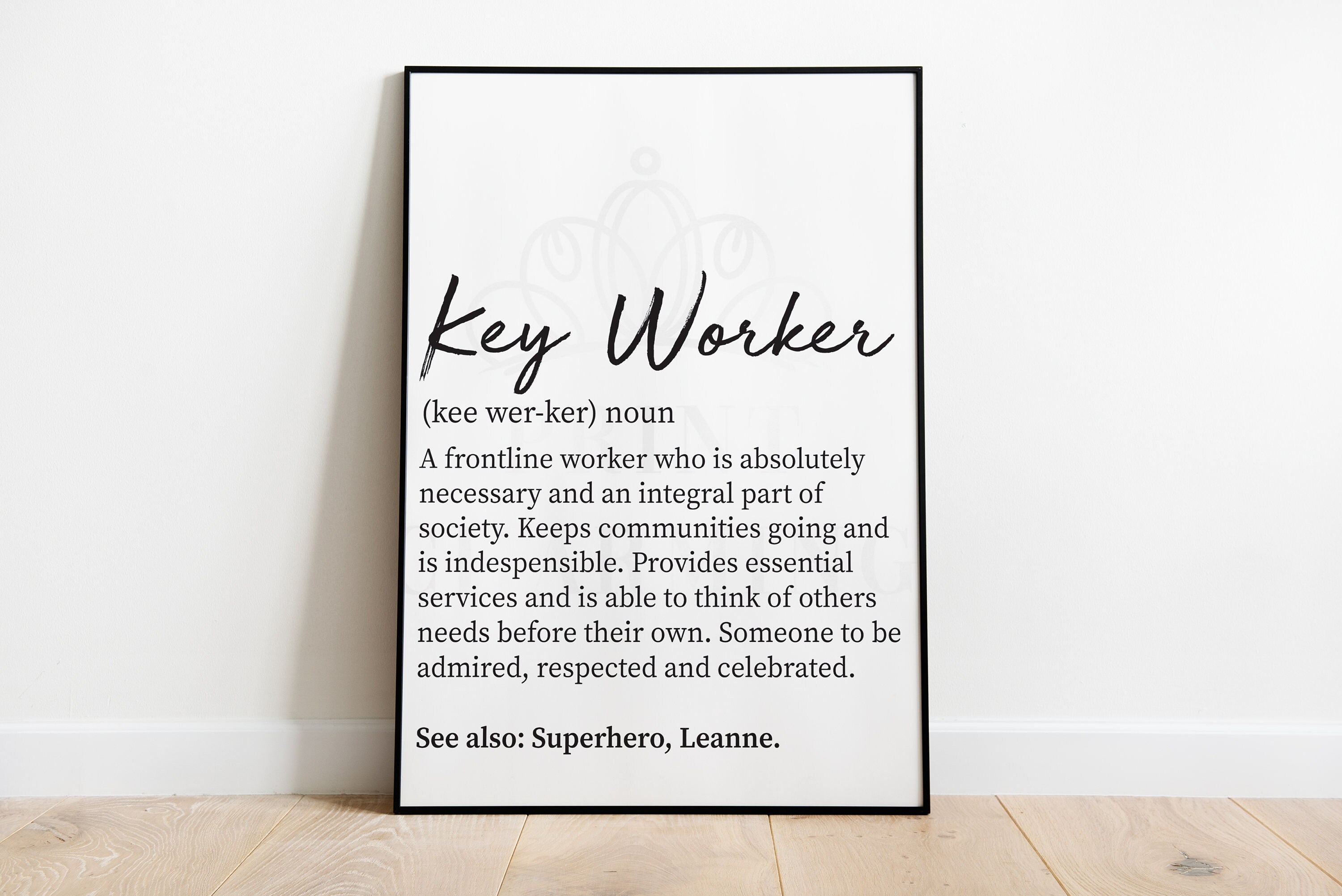 Key Worker Personalised Wall Art Print Key Worker Gift Etsy UK