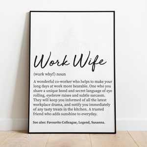 Work Wife Definition Print, Work Wife Gift, Work Wife Print, Work Pal, Work Wife, Work Colleague, Definition Print, Wall Art, Best Friend