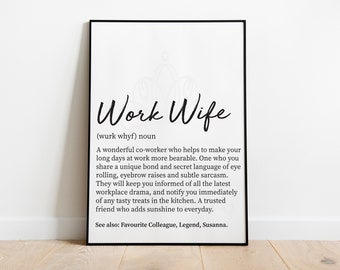 Work Wife Definition Print, Work Wife Gift, Work Wife Print, Work Pal, Work Wife, Work Colleague, Definition Print, Wall Art, Best Friend