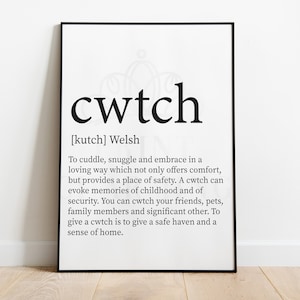 cwtch definition print, welsh print, welsh home decor, family prints