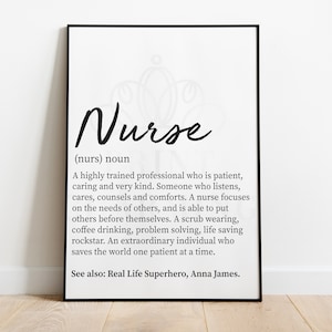 Nurse Definition Print, Nurse Gift, Nurse Present, Healthcare Gift, Gifts for Nurses, Graduation Gift Nurse, Lockdown Gift, Keyworker Gift