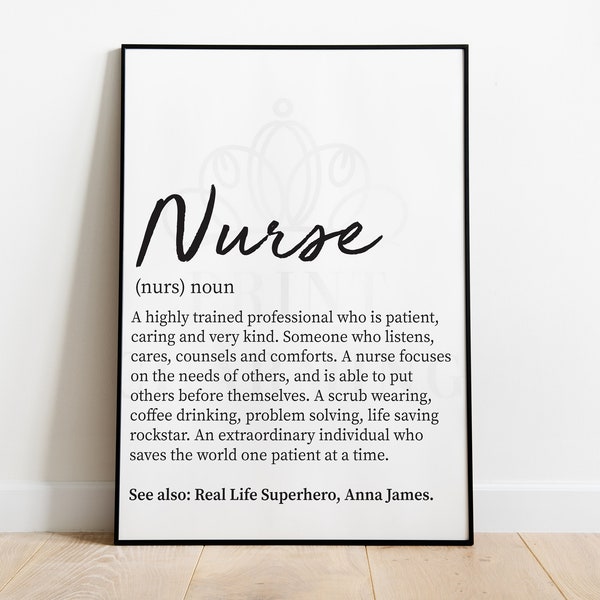 Nurse Definition Print, Nurse Gift, Nurse Present, Healthcare Gift, Gifts for Nurses, Graduation Gift Nurse, Lockdown Gift, Keyworker Gift