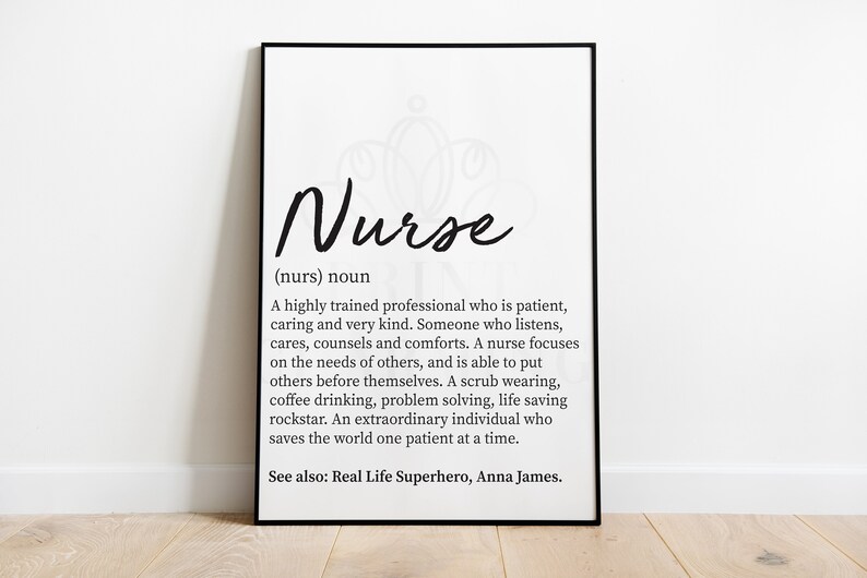 Nurse Definition Print Nurse Gift Nurse Present Healthcare Etsy UK