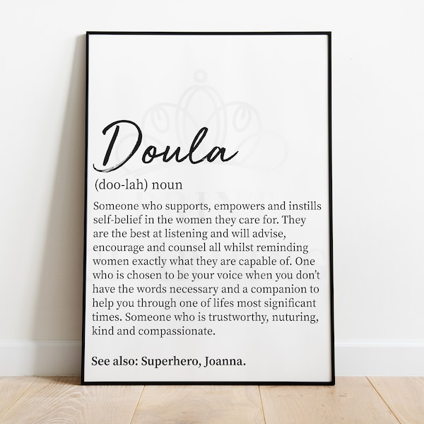 Doula Definition Digital Print, Doula Gift, Present for Doula, Doula Quote, Personalised Print, Thank You Gift